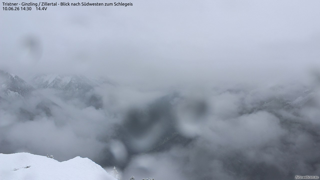 Archiv Foto Webcam Tristner/ Zillertal - Blick zum Grinberg