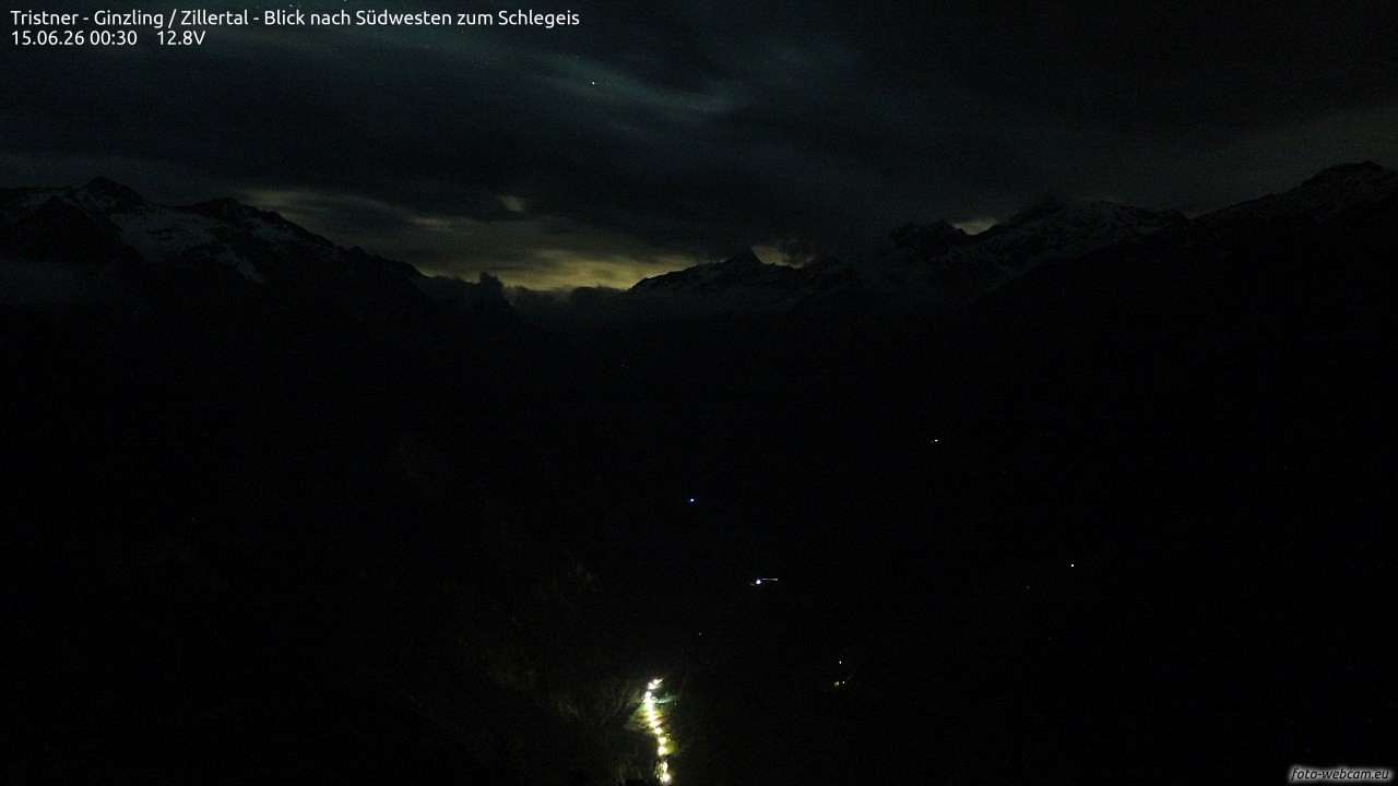 Archiv Foto Webcam Tristner/ Zillertal - Blick zum Grinberg
