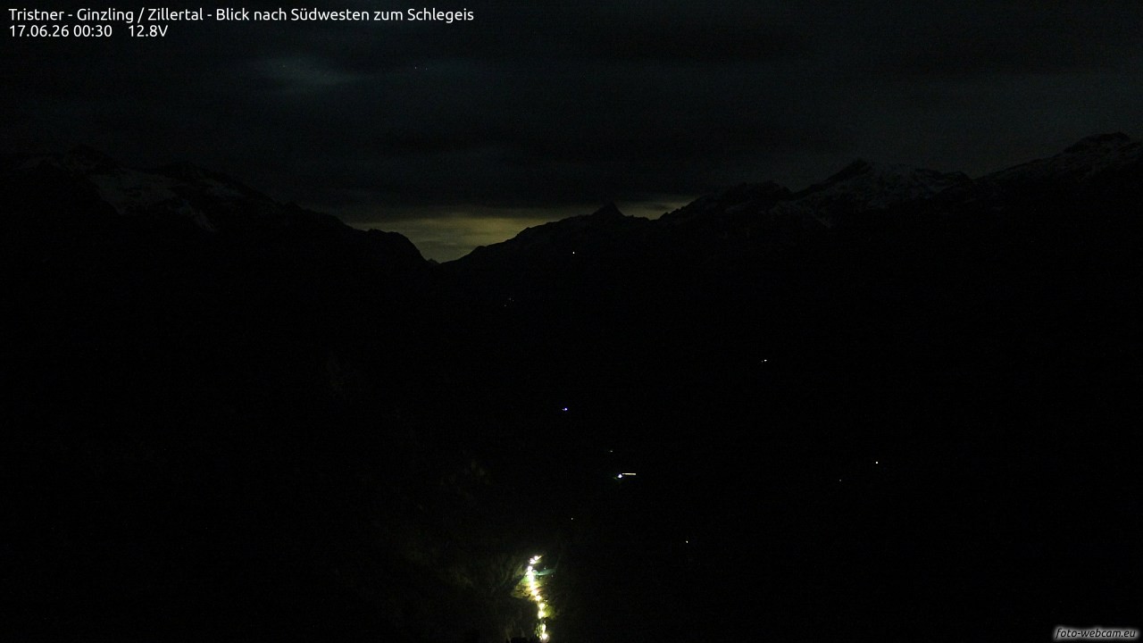 Archiv Foto Webcam Tristner/ Zillertal - Blick zum Grinberg