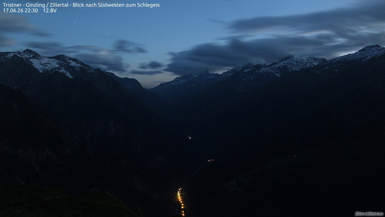 Archiv Foto Webcam Tristner/ Zillertal - Blick zum Grinberg