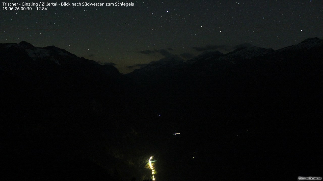 Archiv Foto Webcam Tristner/ Zillertal - Blick zum Grinberg