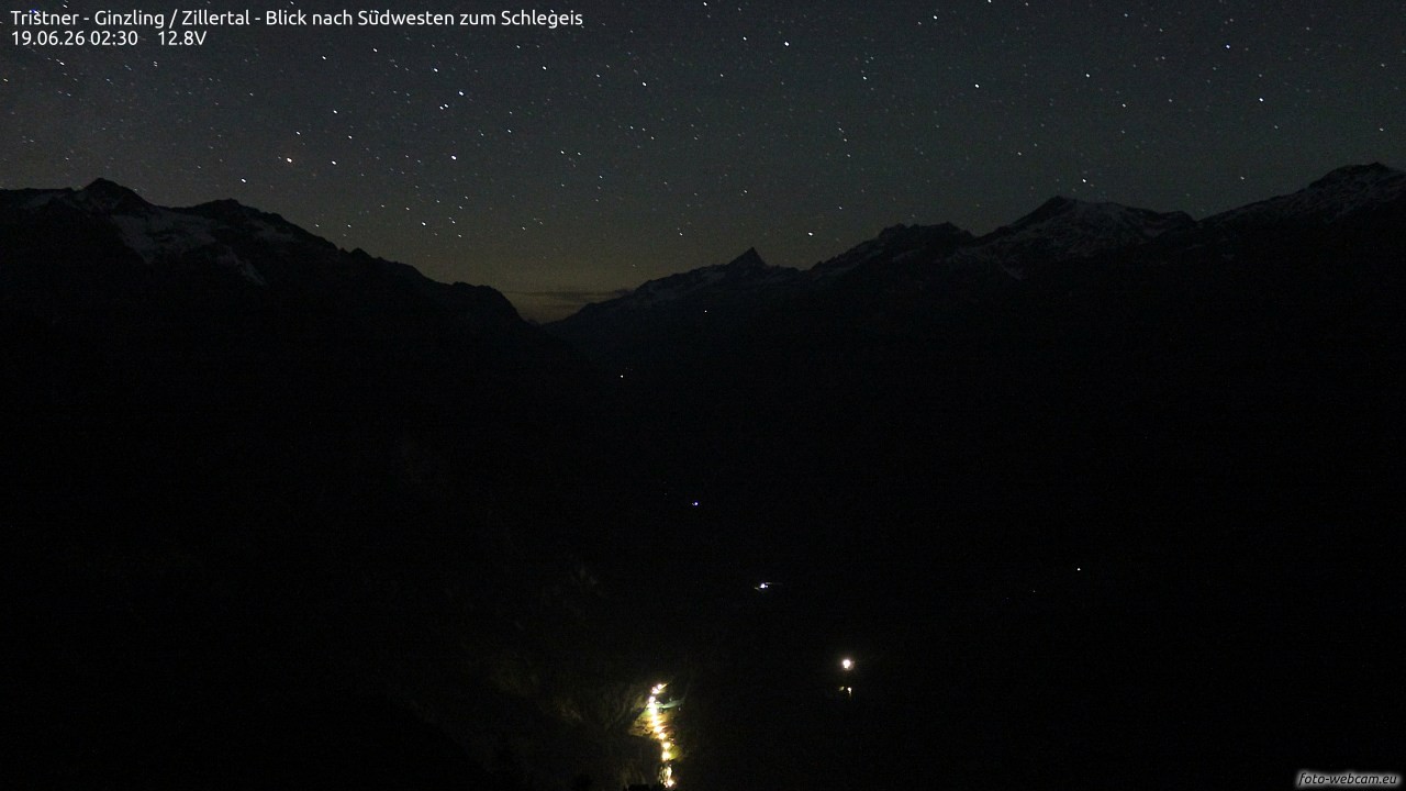 Archiv Foto Webcam Tristner/ Zillertal - Blick zum Grinberg