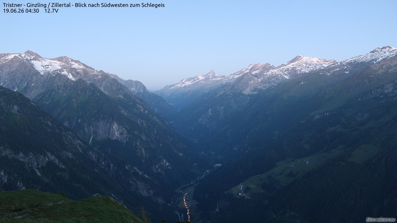 Archiv Foto Webcam Tristner/ Zillertal - Blick zum Grinberg