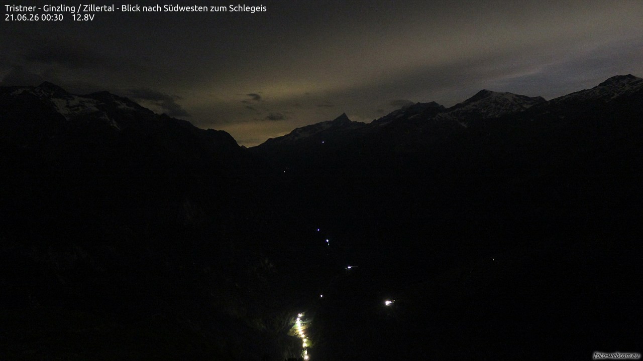 Archiv Foto Webcam Tristner/ Zillertal - Blick zum Grinberg