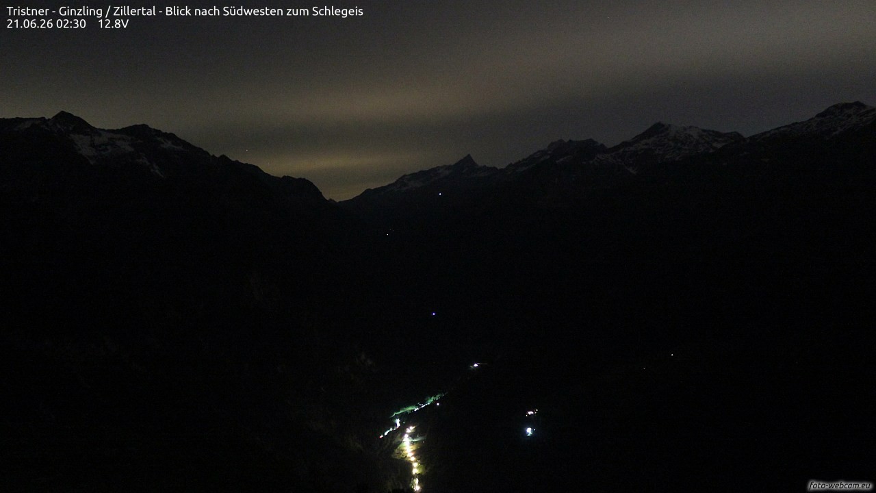 Archiv Foto Webcam Tristner/ Zillertal - Blick zum Grinberg