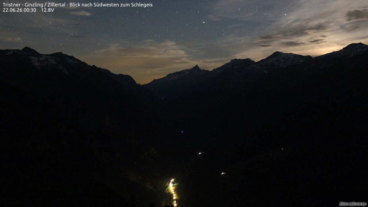 Archiv Foto Webcam Tristner/ Zillertal - Blick zum Grinberg