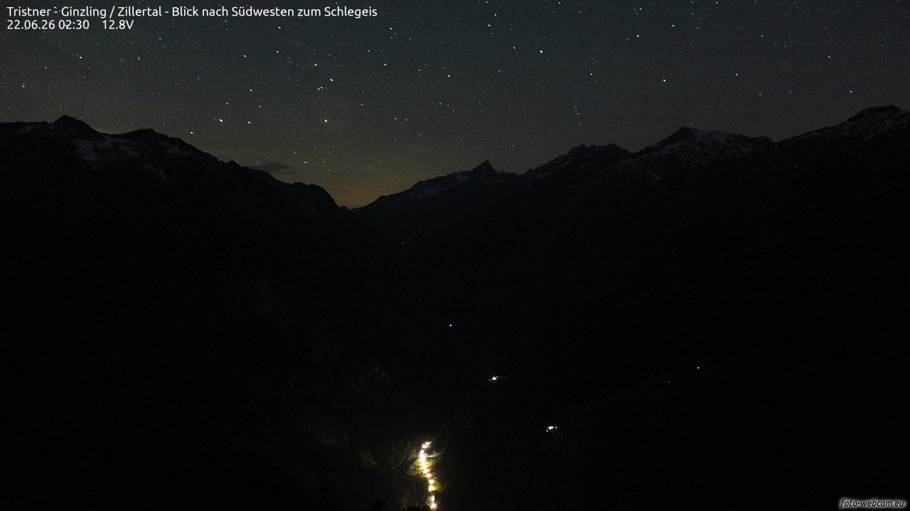Archiv Foto Webcam Tristner/ Zillertal - Blick zum Grinberg