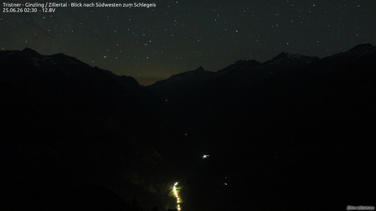 Archiv Foto Webcam Tristner/ Zillertal - Blick zum Grinberg