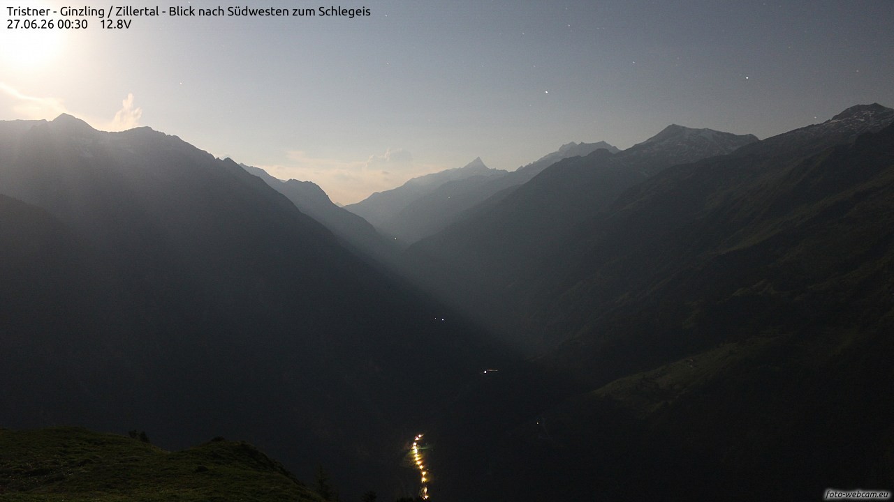 Archiv Foto Webcam Tristner/ Zillertal - Blick zum Grinberg