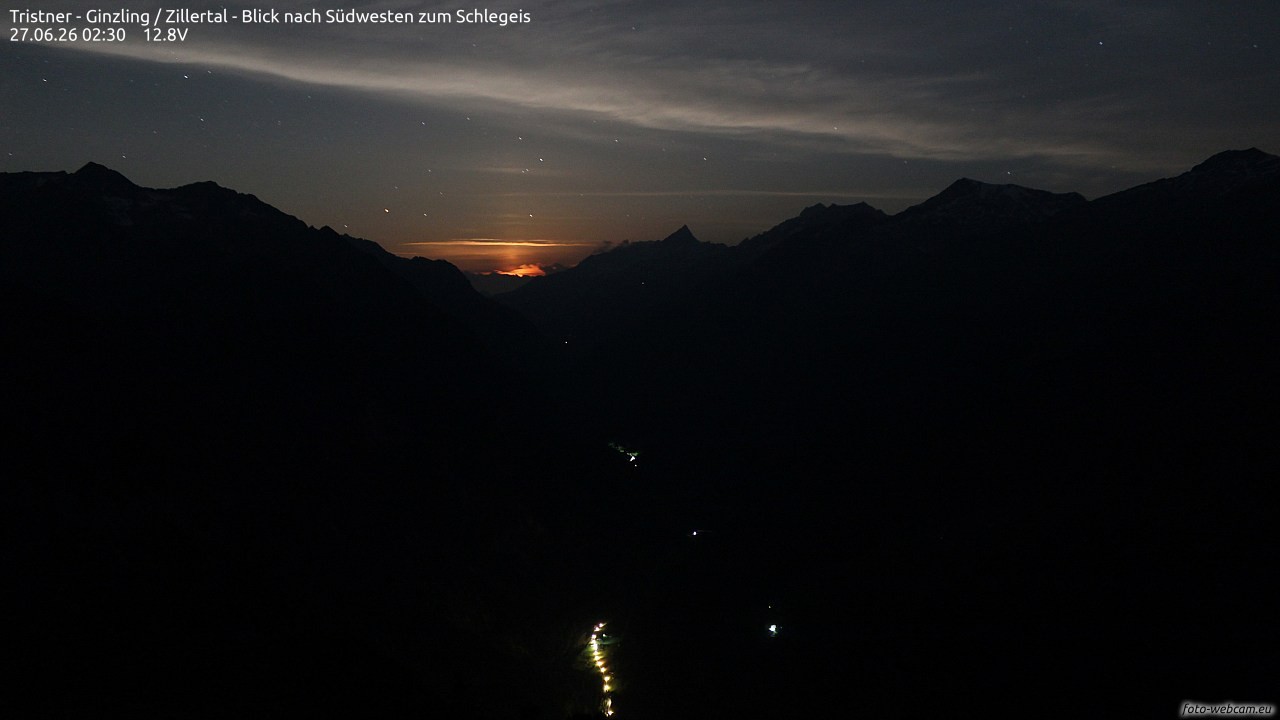 Archiv Foto Webcam Tristner/ Zillertal - Blick zum Grinberg