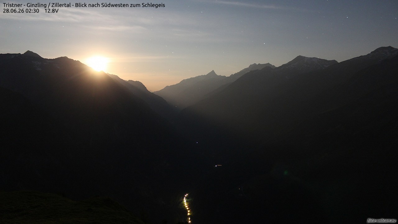 Archiv Foto Webcam Tristner/ Zillertal - Blick zum Grinberg