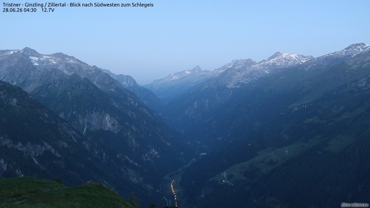 Archiv Foto Webcam Tristner/ Zillertal - Blick zum Grinberg