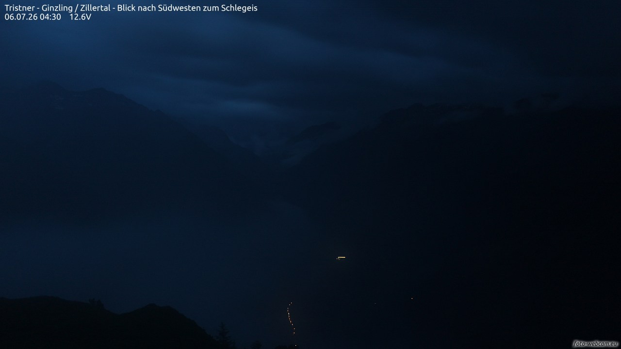 Archiv Foto Webcam Tristner/ Zillertal - Blick zum Grinberg