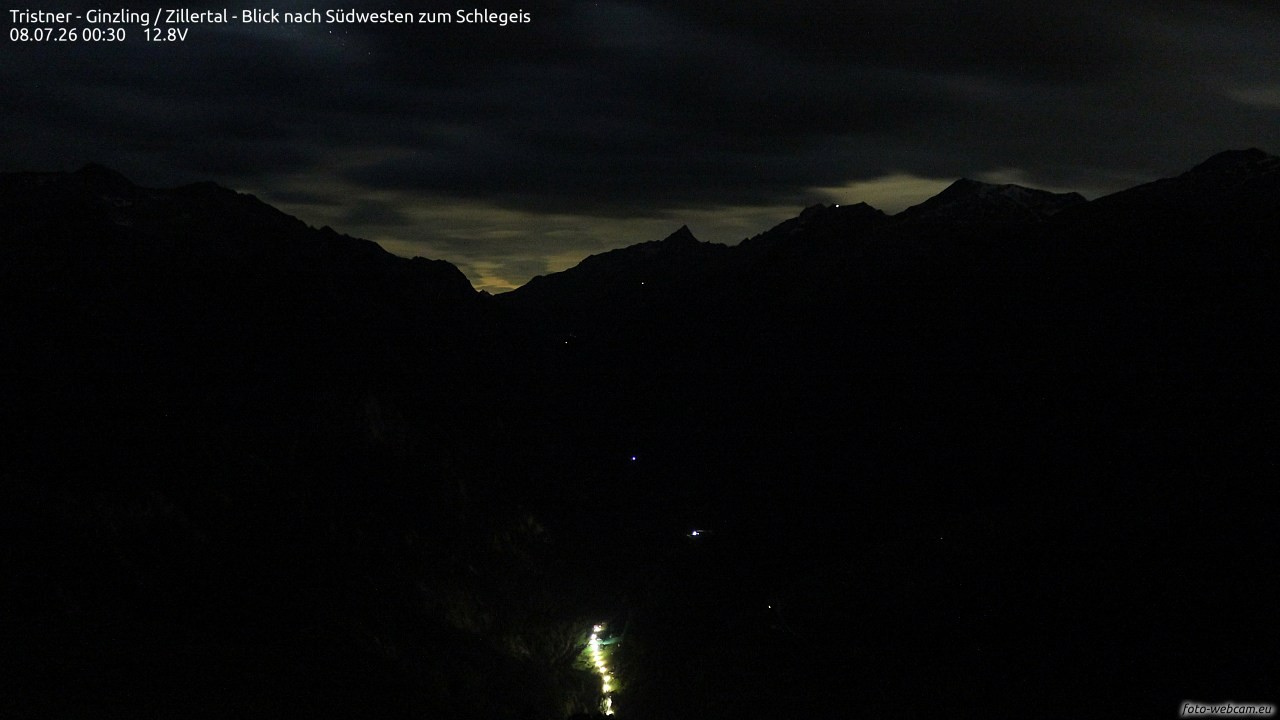 Archiv Foto Webcam Tristner/ Zillertal - Blick zum Grinberg