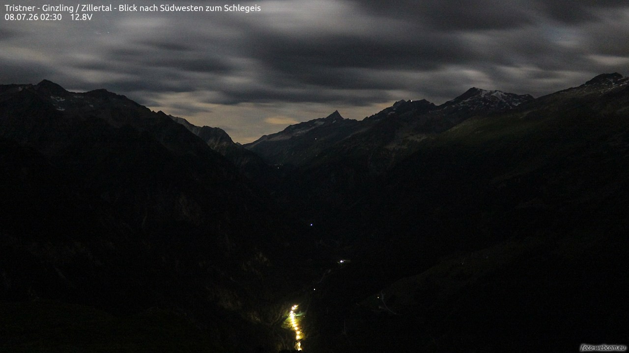 Archiv Foto Webcam Tristner/ Zillertal - Blick zum Grinberg