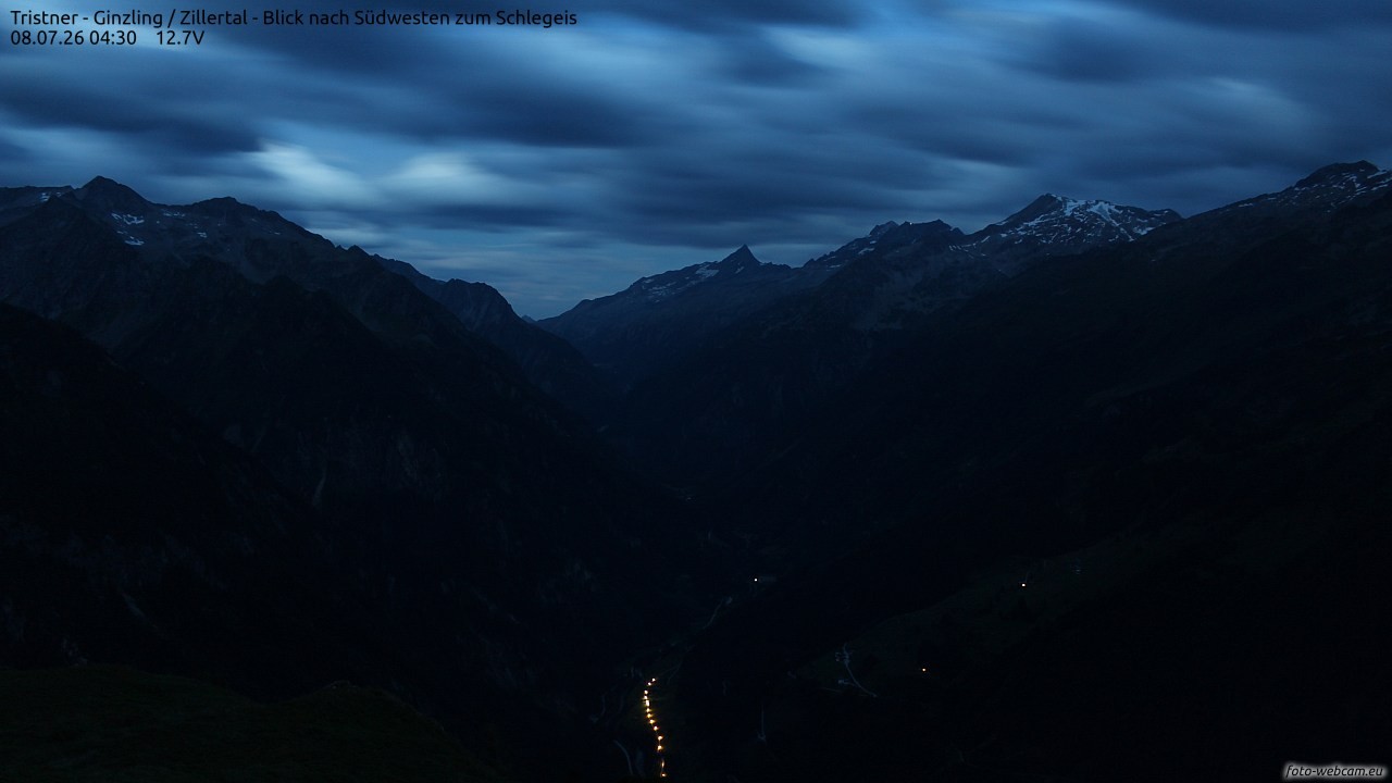 Archiv Foto Webcam Tristner/ Zillertal - Blick zum Grinberg