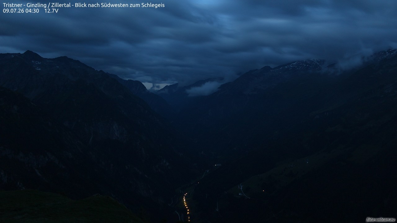 Archiv Foto Webcam Tristner/ Zillertal - Blick zum Grinberg