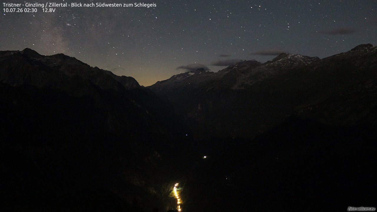 Archiv Foto Webcam Tristner/ Zillertal - Blick zum Grinberg