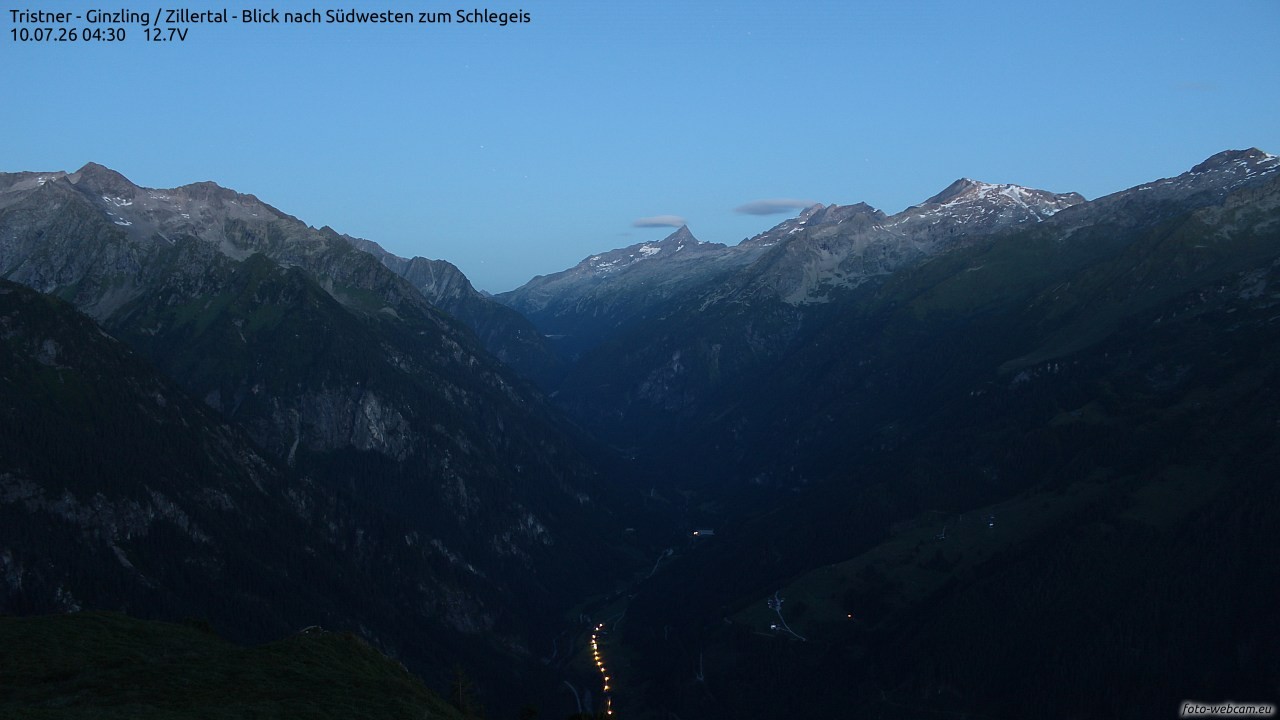 Archiv Foto Webcam Tristner/ Zillertal - Blick zum Grinberg