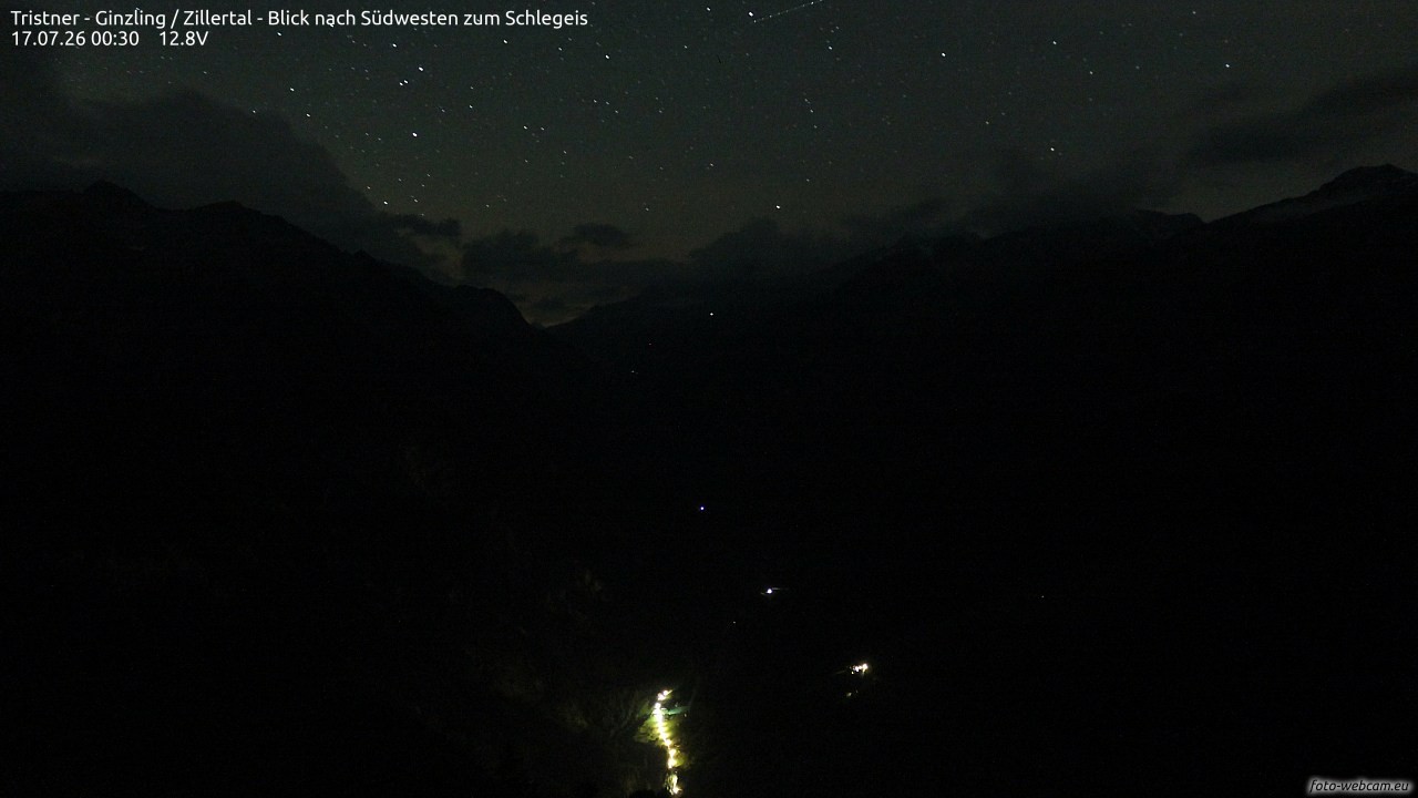 Archiv Foto Webcam Tristner/ Zillertal - Blick zum Grinberg