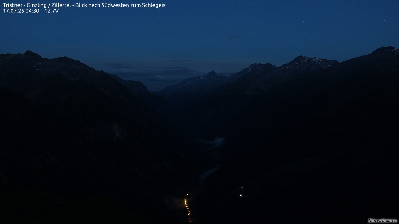 Archiv Foto Webcam Tristner/ Zillertal - Blick zum Grinberg