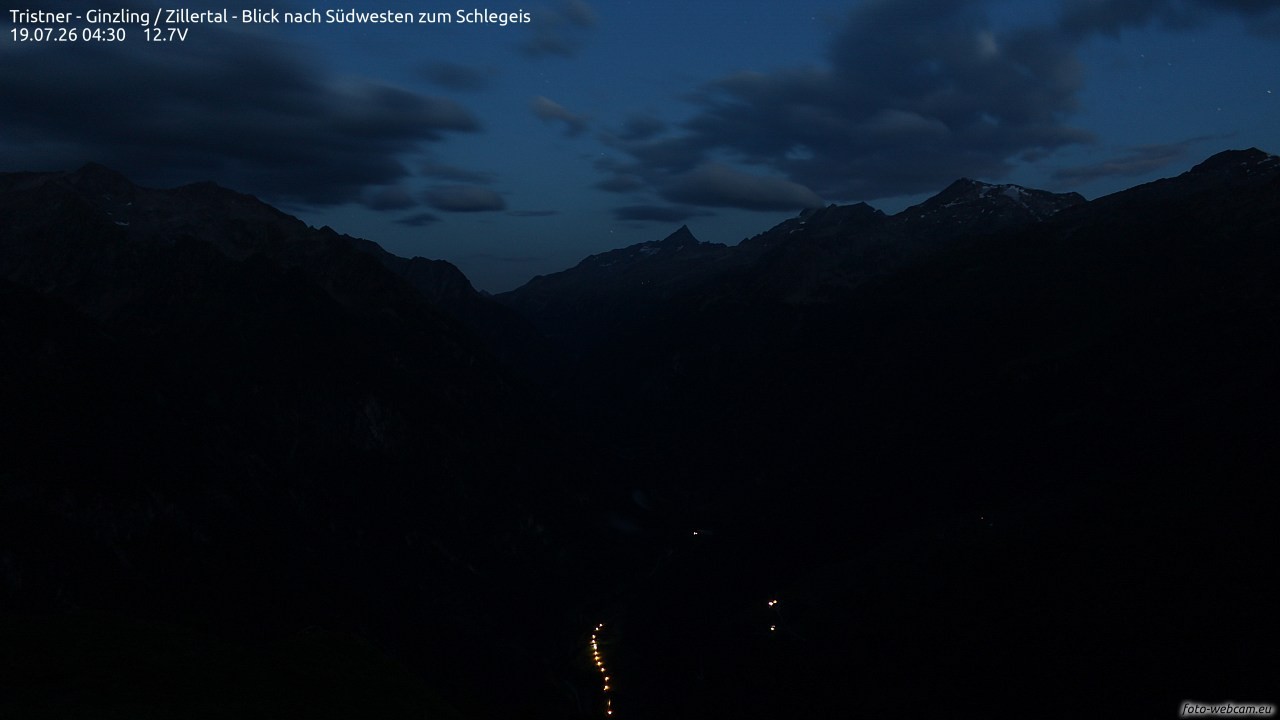 Archiv Foto Webcam Tristner/ Zillertal - Blick zum Grinberg