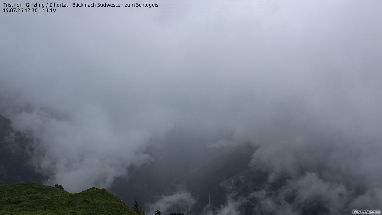 Archiv Foto Webcam Tristner/ Zillertal - Blick zum Grinberg