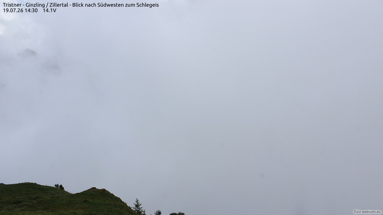 Archiv Foto Webcam Tristner/ Zillertal - Blick zum Grinberg