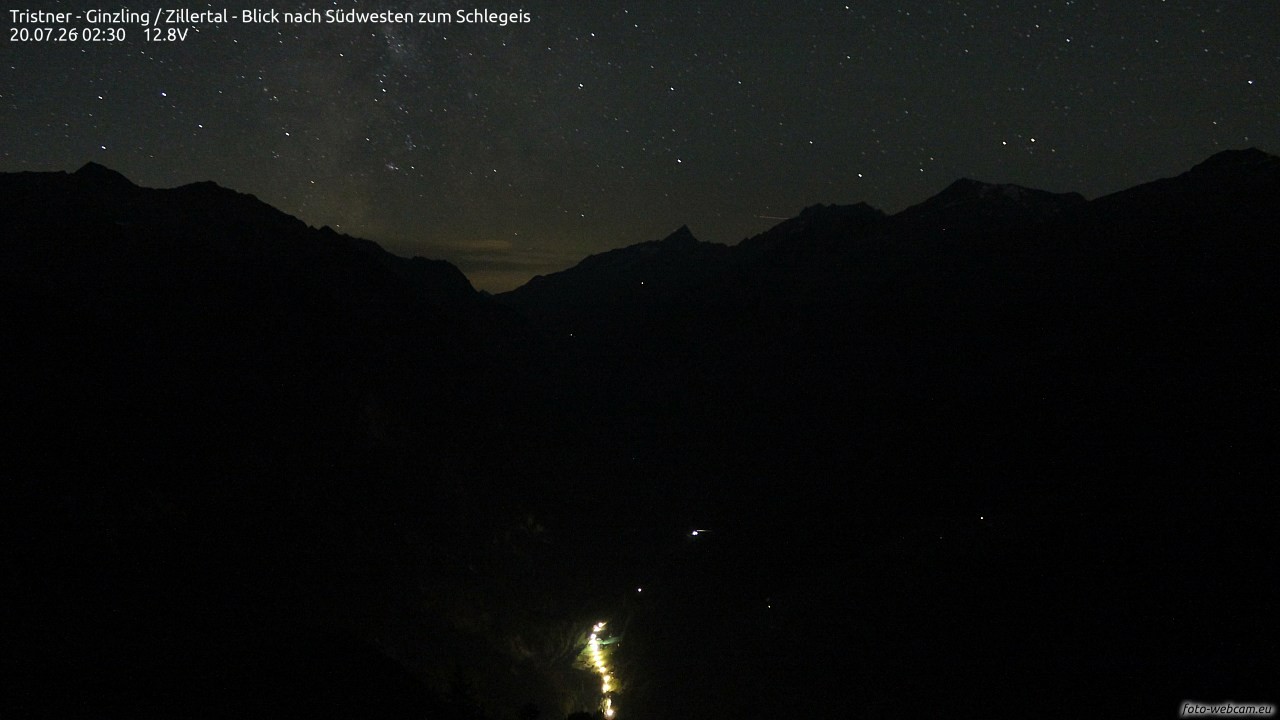 Archiv Foto Webcam Tristner/ Zillertal - Blick zum Grinberg
