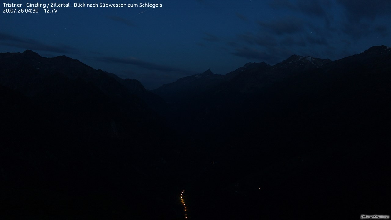 Archiv Foto Webcam Tristner/ Zillertal - Blick zum Grinberg