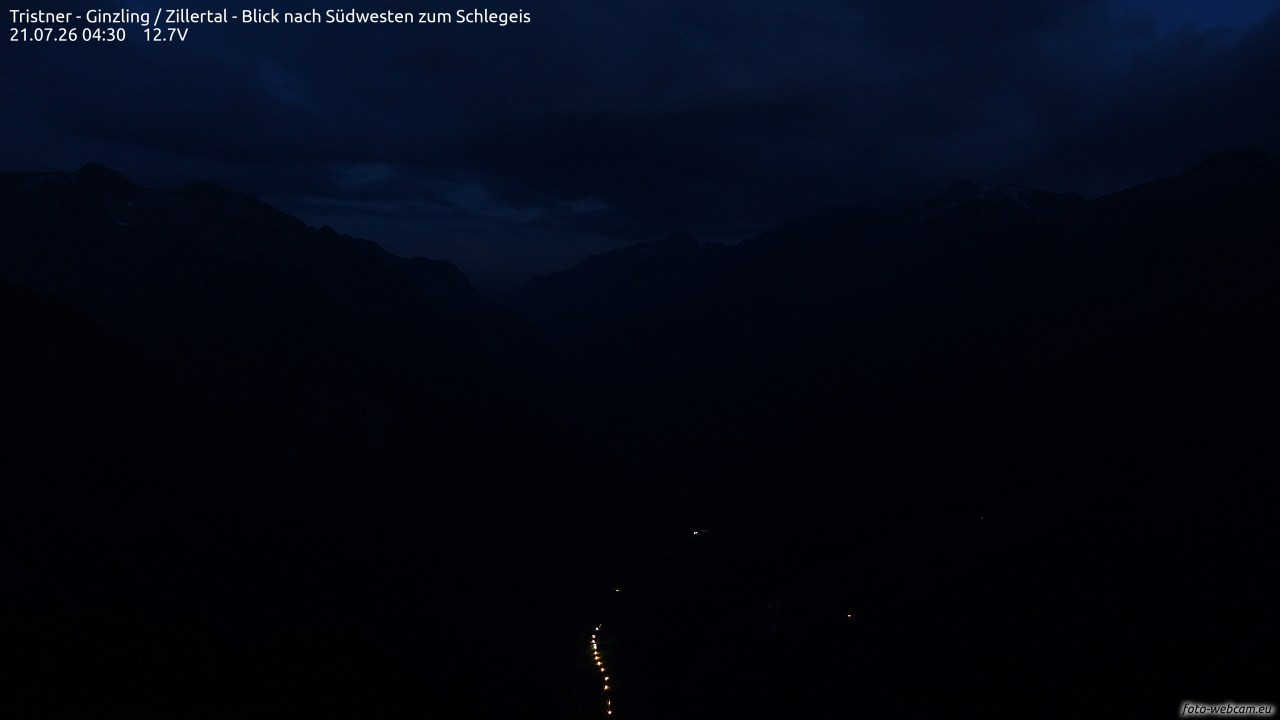 Archiv Foto Webcam Tristner/ Zillertal - Blick zum Grinberg