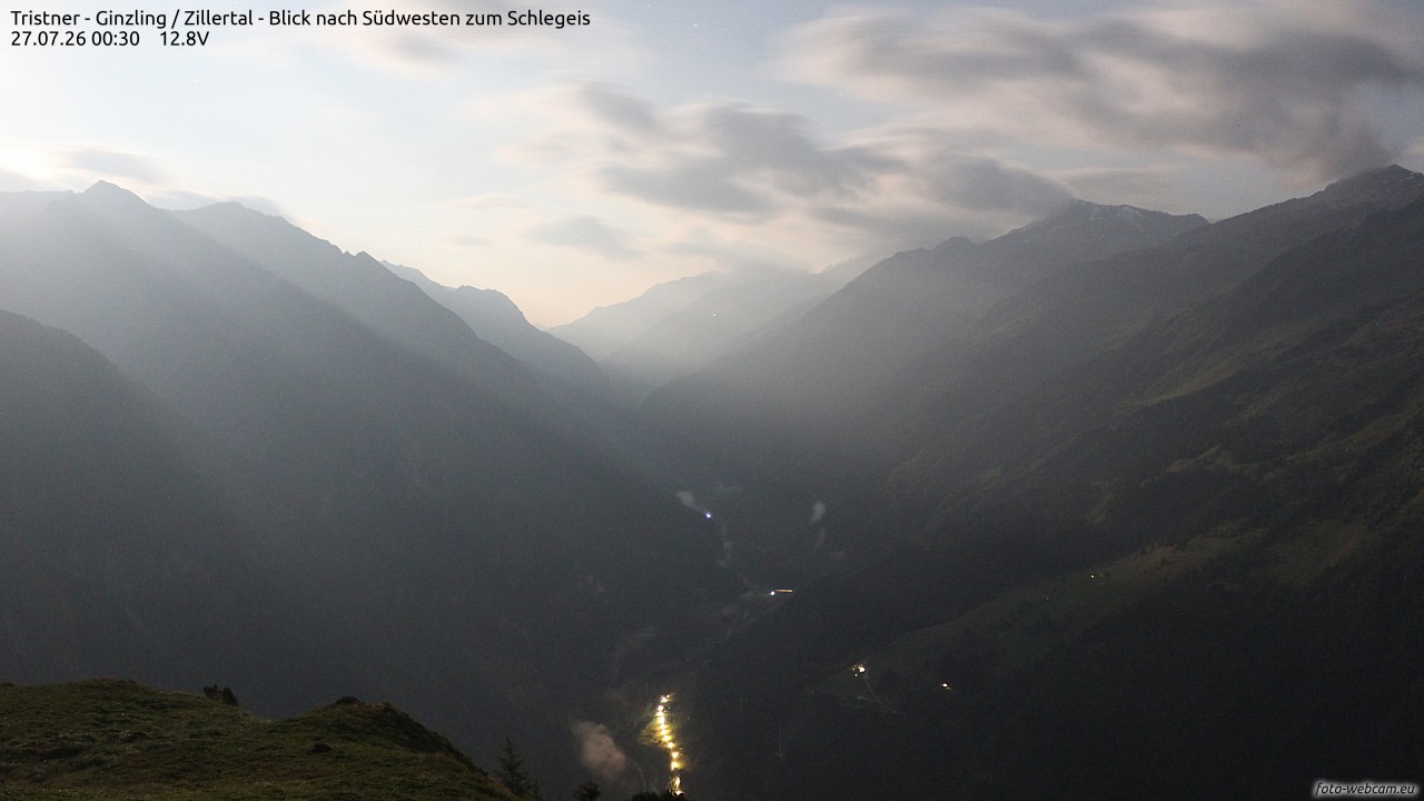 Archiv Foto Webcam Tristner/ Zillertal - Blick zum Grinberg
