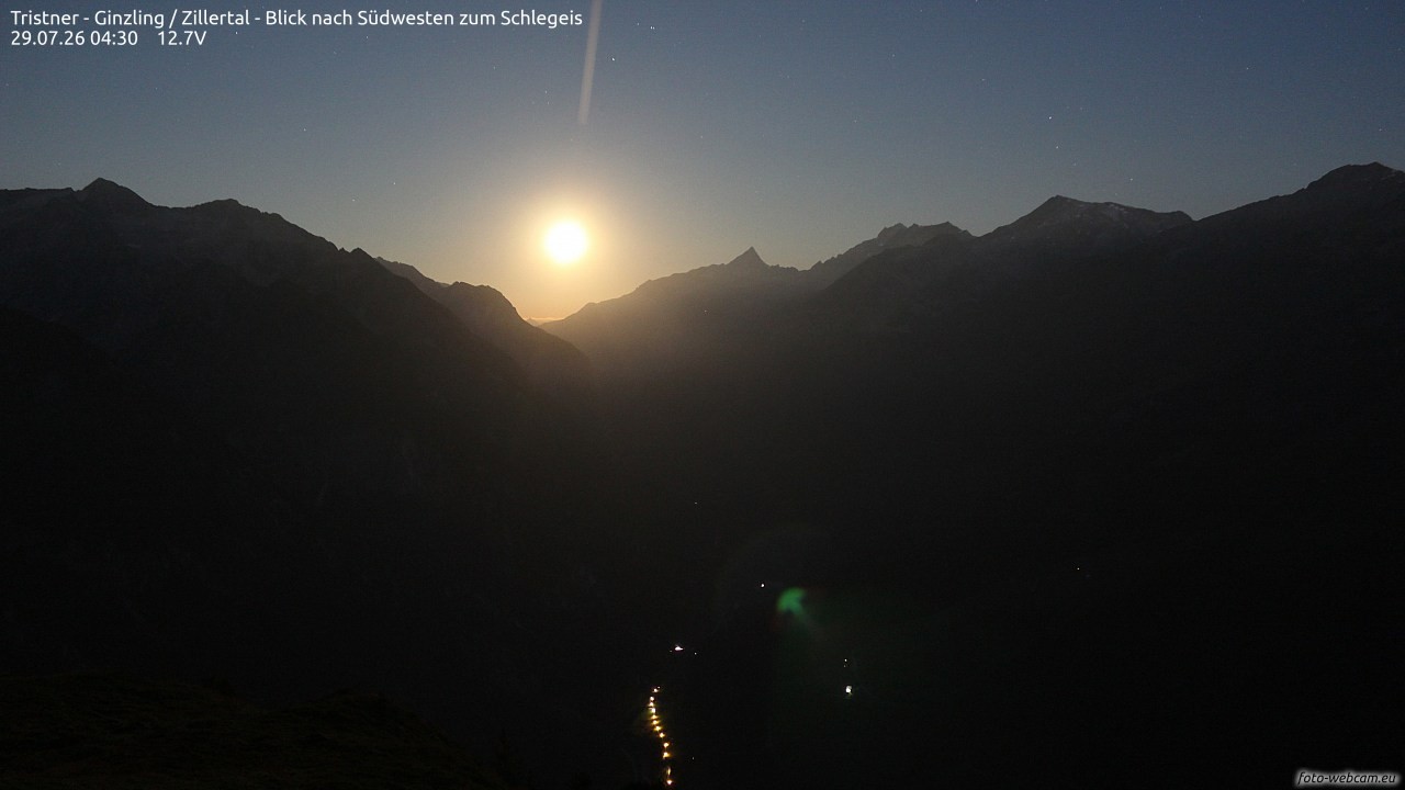 Archiv Foto Webcam Tristner/ Zillertal - Blick zum Grinberg
