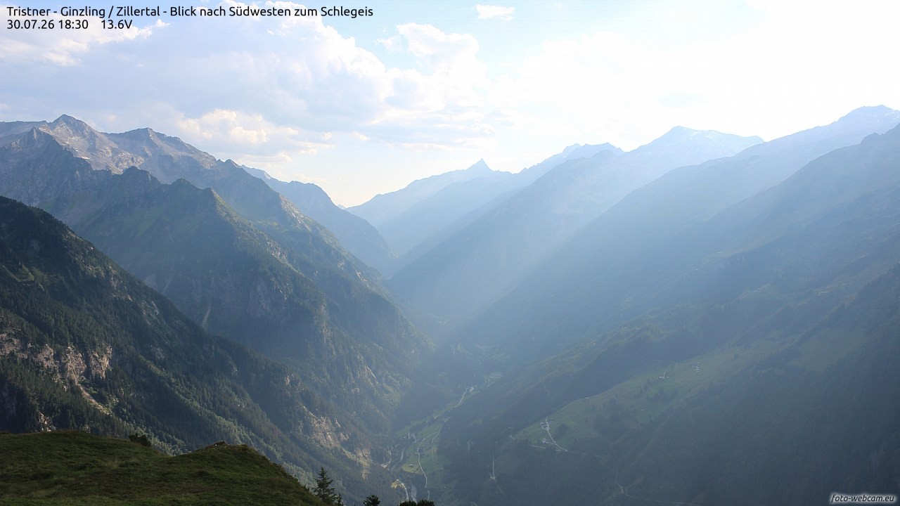 Archiv Foto Webcam Tristner/ Zillertal - Blick zum Grinberg