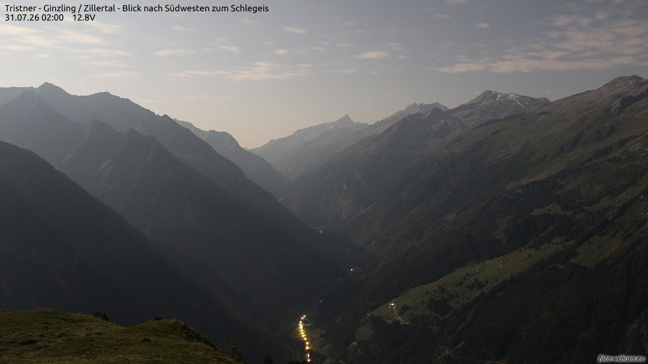 Archiv Foto Webcam Tristner/ Zillertal - Blick zum Grinberg