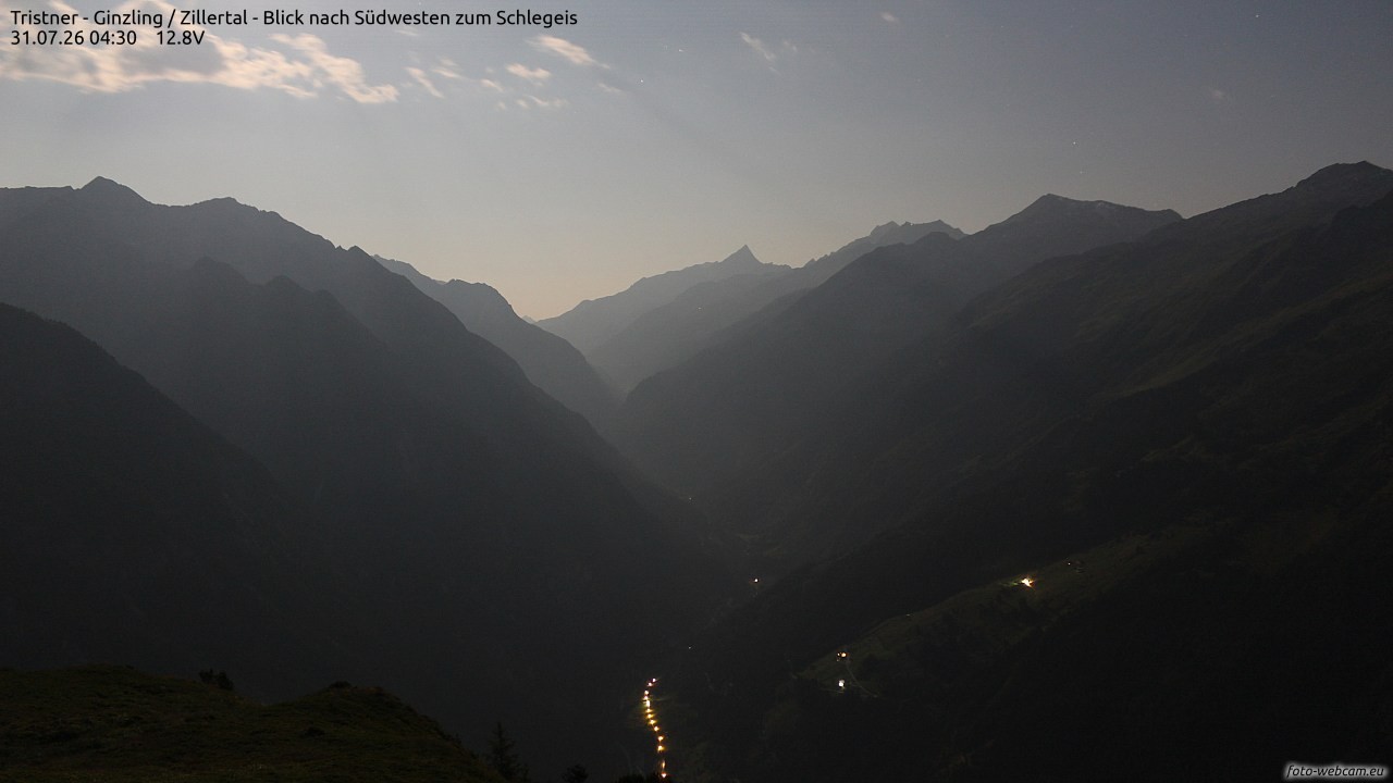 Archiv Foto Webcam Tristner/ Zillertal - Blick zum Grinberg