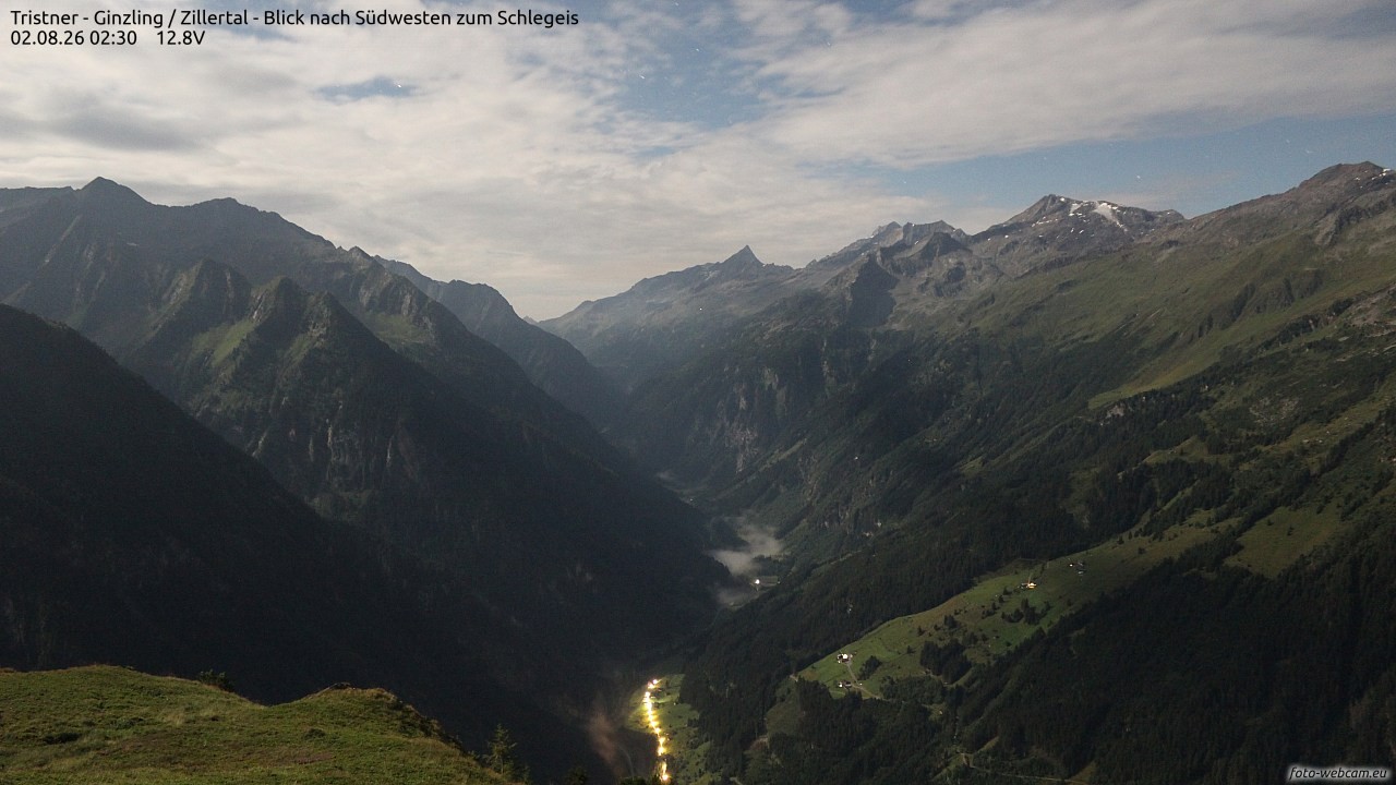 Archiv Foto Webcam Tristner/ Zillertal - Blick zum Grinberg