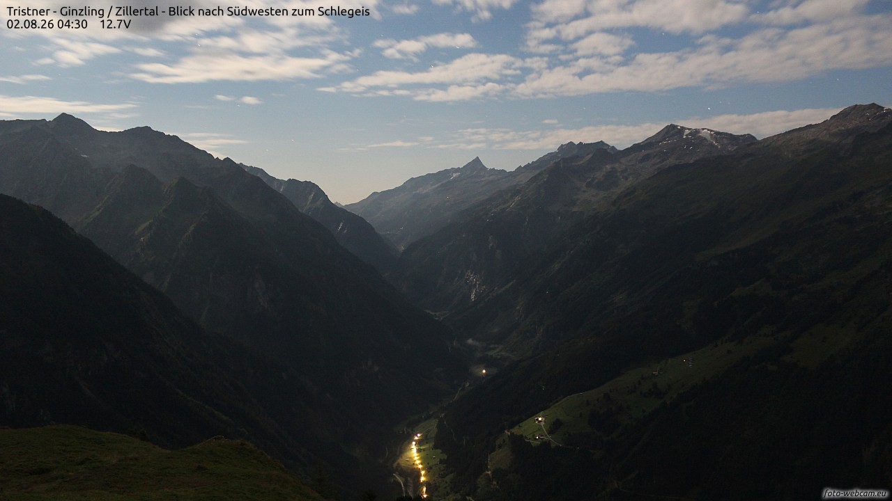 Archived image Webcam Tristner/ Zillertal - View to Grinberg
