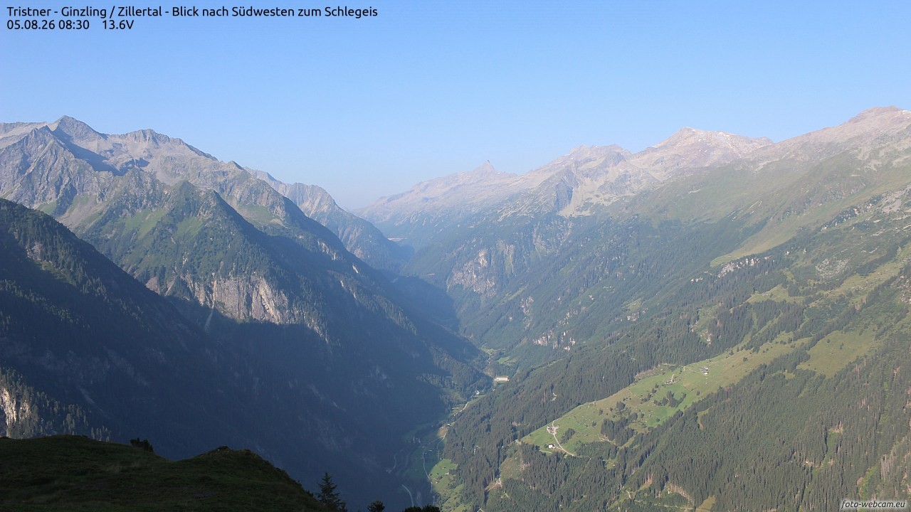 Archived image Webcam Tristner/ Zillertal - View to Grinberg