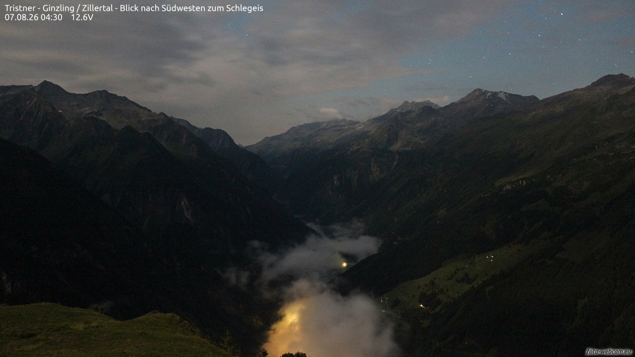 Archiv Foto Webcam Tristner/ Zillertal - Blick zum Grinberg