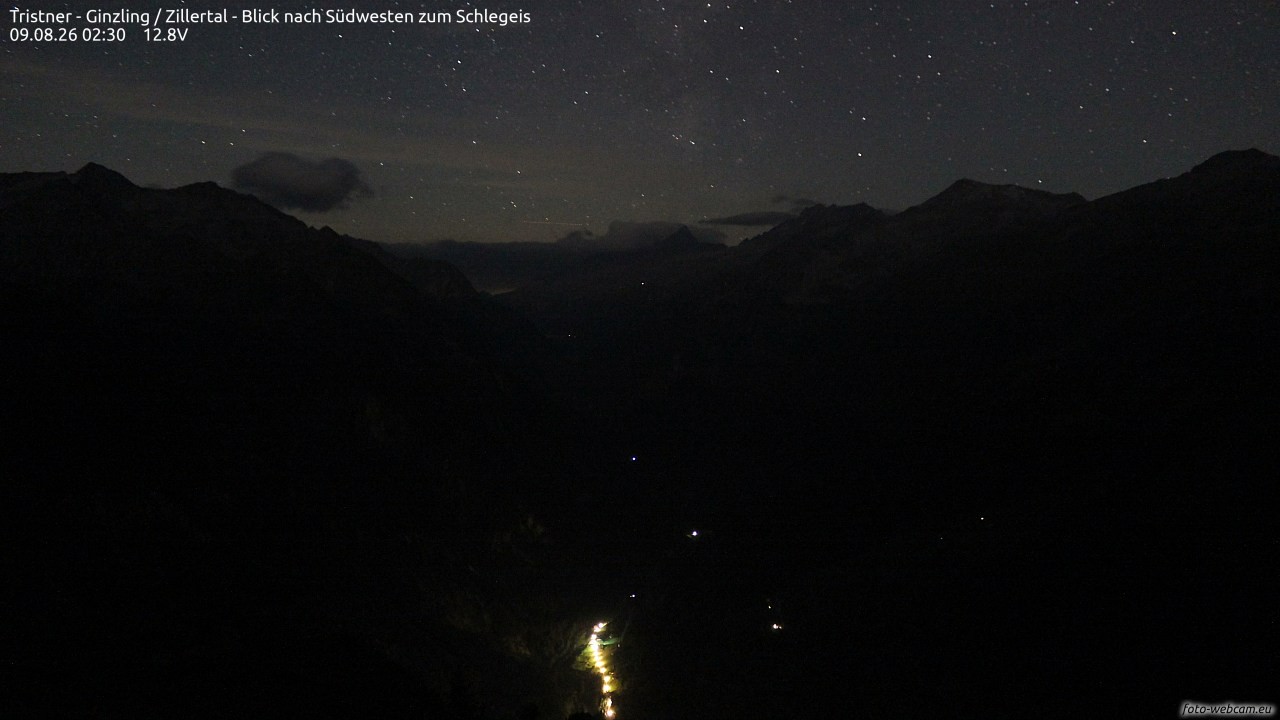Archiv Foto Webcam Tristner/ Zillertal - Blick zum Grinberg