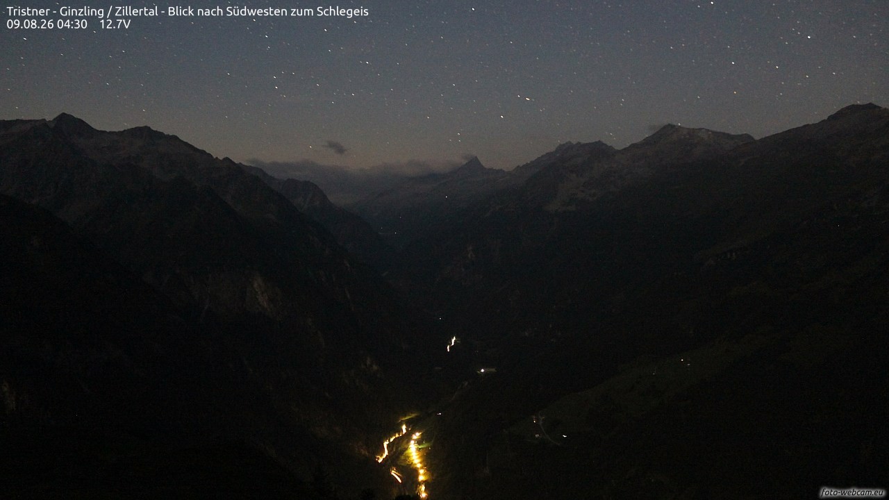Archiv Foto Webcam Tristner/ Zillertal - Blick zum Grinberg