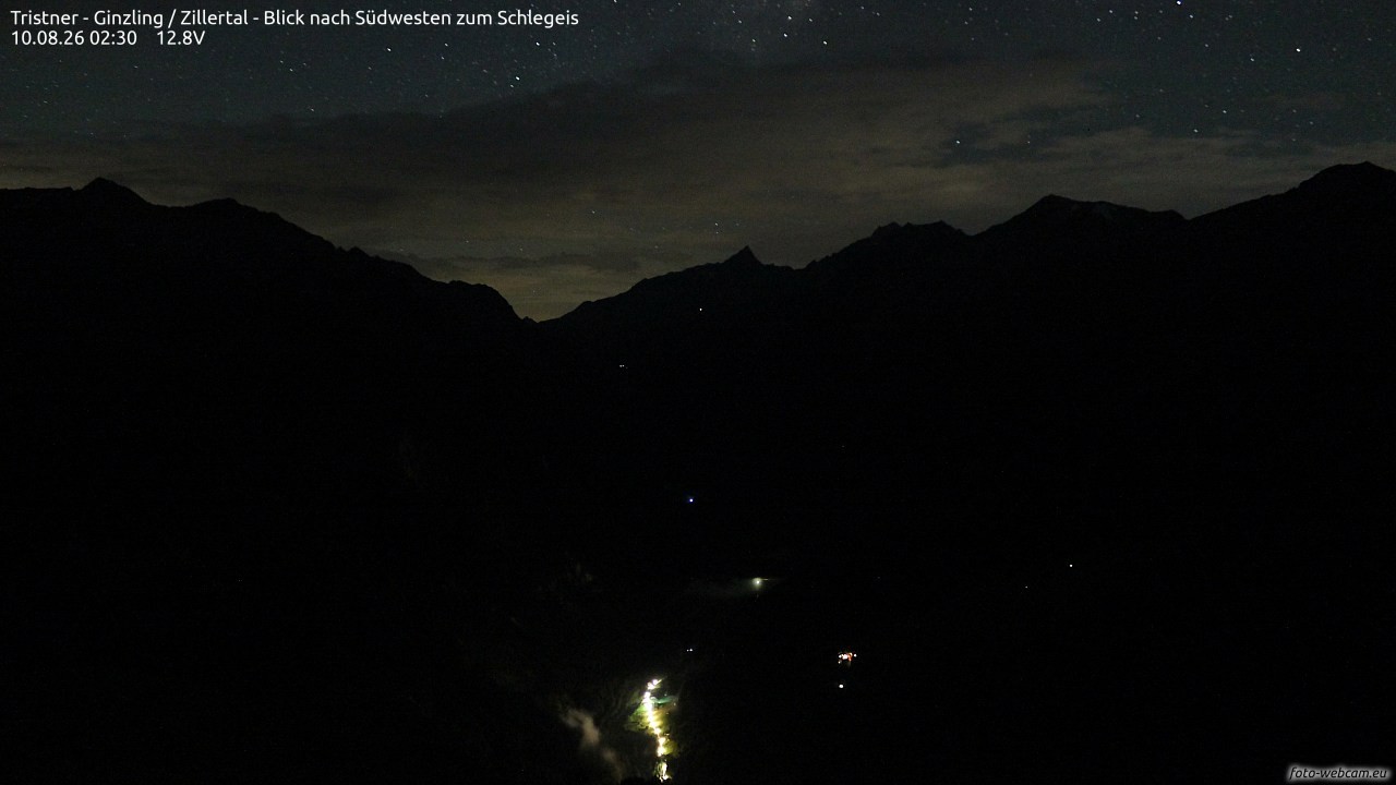 Archiv Foto Webcam Tristner/ Zillertal - Blick zum Grinberg
