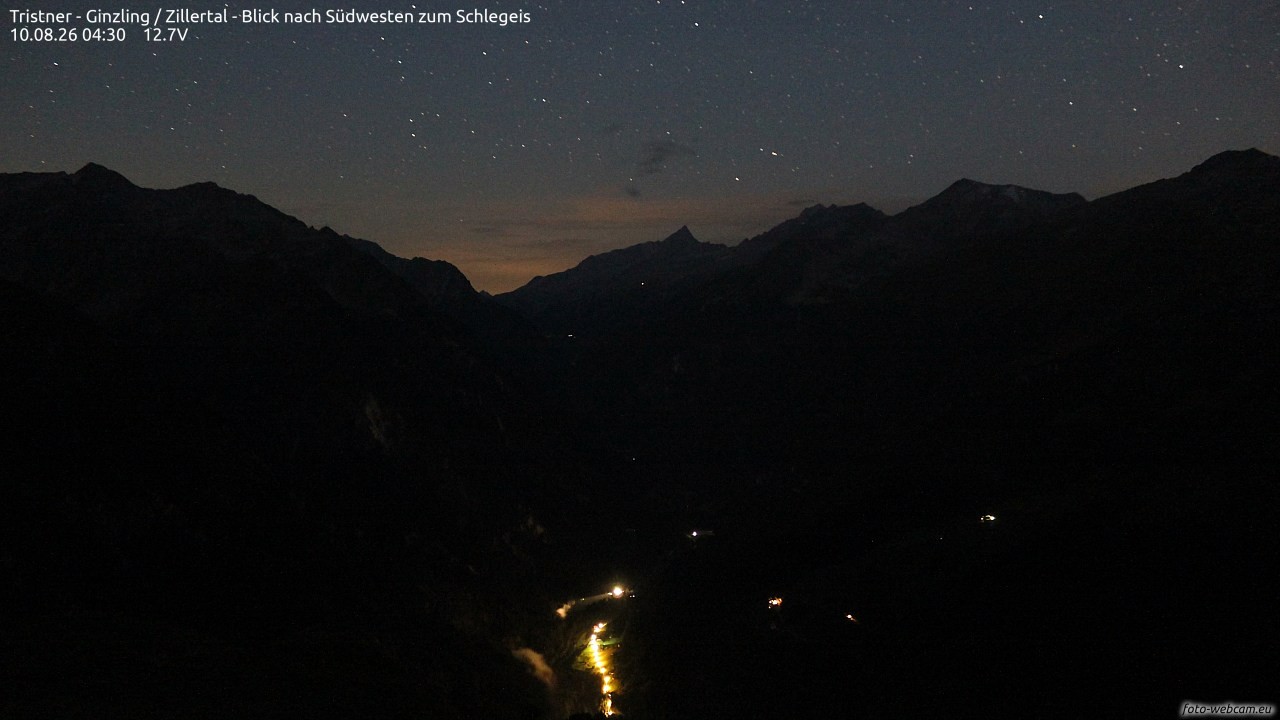 Archiv Foto Webcam Tristner/ Zillertal - Blick zum Grinberg