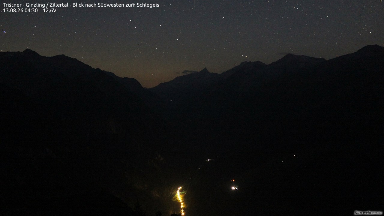 Archiv Foto Webcam Tristner/ Zillertal - Blick zum Grinberg