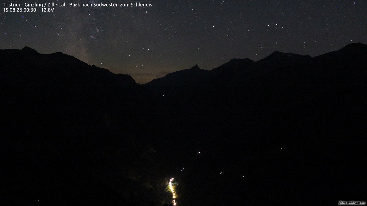 Archiv Foto Webcam Tristner/ Zillertal - Blick zum Grinberg