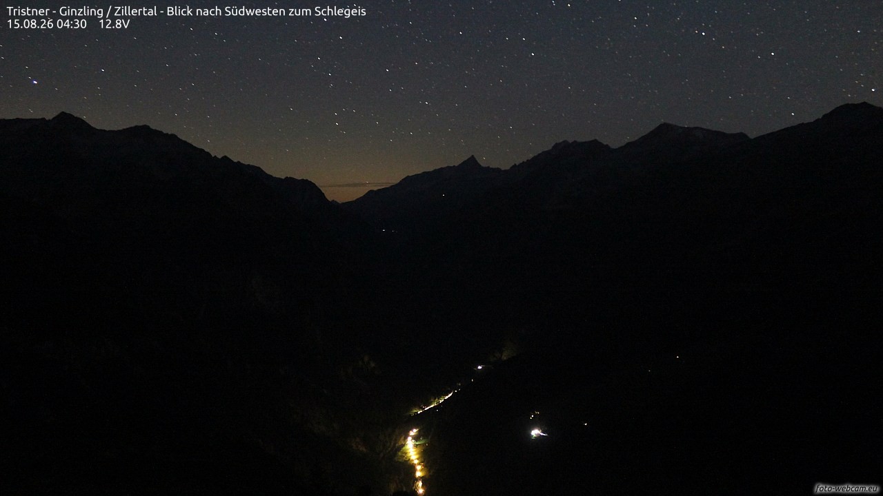 Archiv Foto Webcam Tristner/ Zillertal - Blick zum Grinberg
