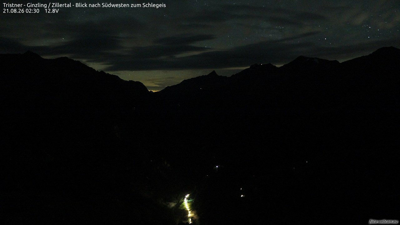 Archiv Foto Webcam Tristner/ Zillertal - Blick zum Grinberg