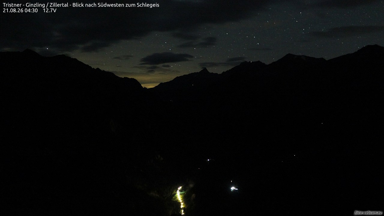 Archiv Foto Webcam Tristner/ Zillertal - Blick zum Grinberg