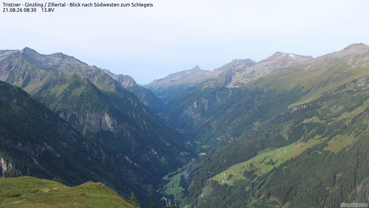 Archiv Foto Webcam Tristner/ Zillertal - Blick zum Grinberg